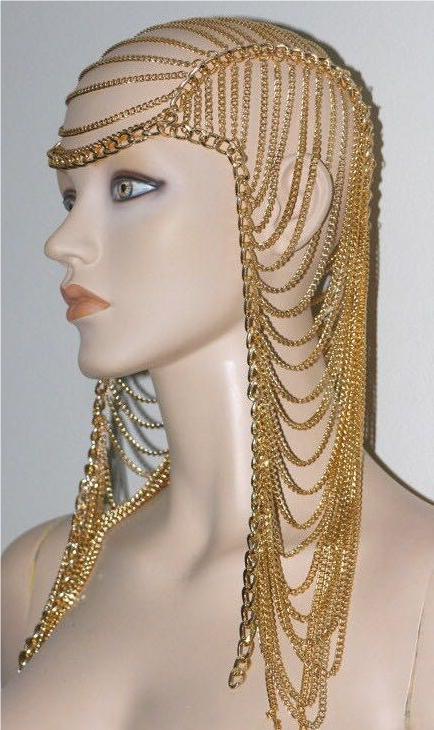 Cleopatra Headpiece, Gold Chain Headpiece, Wedding Veil Piece, Bridal Headpiece, Guinevere Headpiece