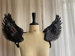 3D Sequin Shoulder Wings, Wings Epaulette, Wings Shoulder Jewelry, Gothic Epaulette, High Couture Shoulder Accessories Performance Props