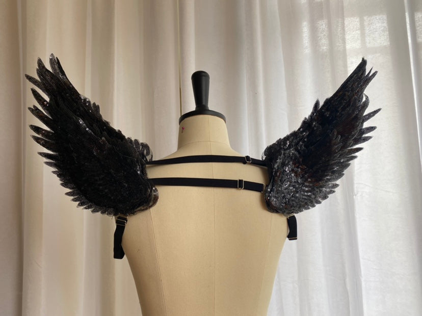 3D Sequin Shoulder Wings, Wings Epaulette, Wings Shoulder Jewelry, Gothic Epaulette, High Couture Shoulder Accessories Performance Props