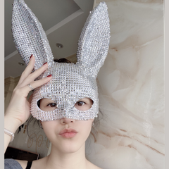 Riveted Decorative Bunny Mask, Haute Couture Mask, Bling Rabbit Mask for Margiela, Masquerade, Rave, Party, Festivals and Other Special Occasions