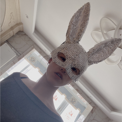 Riveted Decorative Bunny Mask, Haute Couture Mask, Bling Rabbit Mask for Margiela, Masquerade, Rave, Party, Festivals and Other Special Occasions