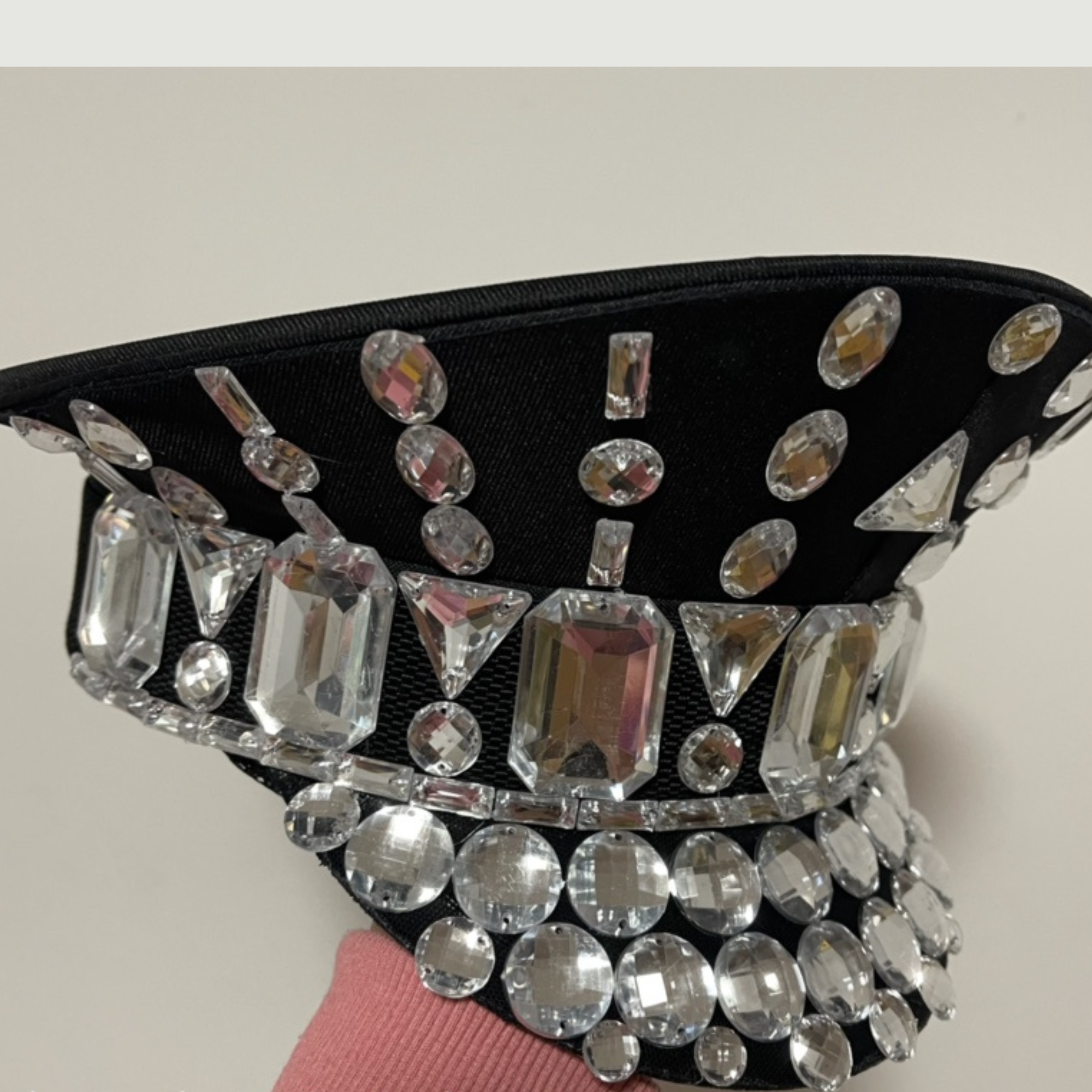 Steampunk Captain Hat for Party, Festival, Dj and EDM, Jeweled Rhinestone Sequin Crown Tiara