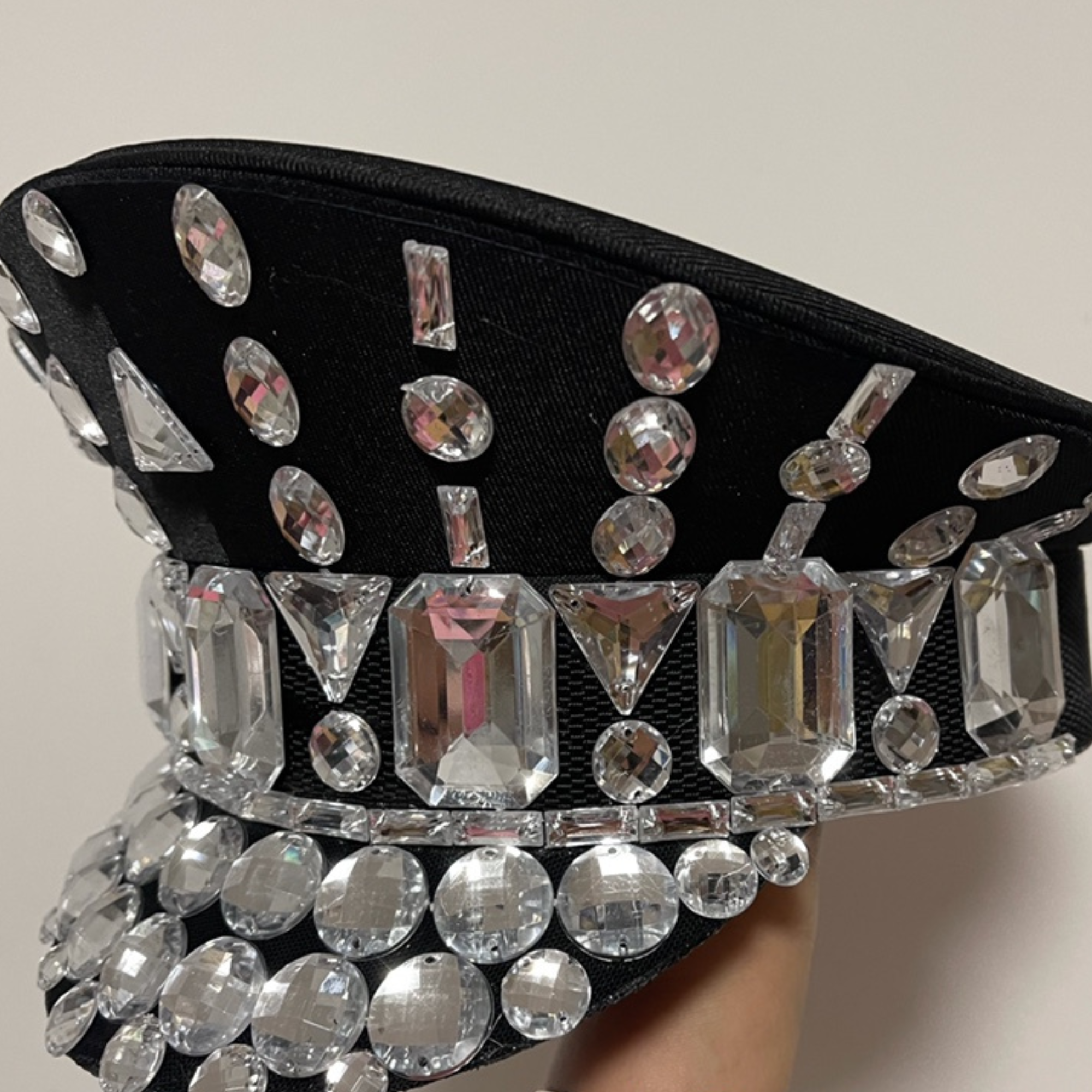 Steampunk Captain Hat for Party, Festival, Dj and EDM, Jeweled Rhinestone Sequin Crown Tiara