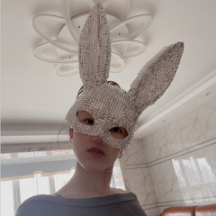 Riveted Decorative Bunny Mask, Haute Couture Mask, Bling Rabbit Mask for Margiela, Masquerade, Rave, Party, Festivals and Other Special Occasions