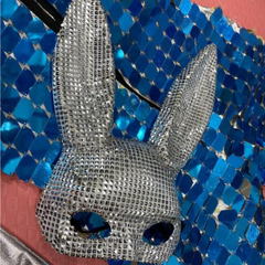 Riveted Decorative Bunny Mask, Haute Couture Mask, Bling Rabbit Mask for Margiela, Masquerade, Rave, Party, Festivals and Other Special Occasions