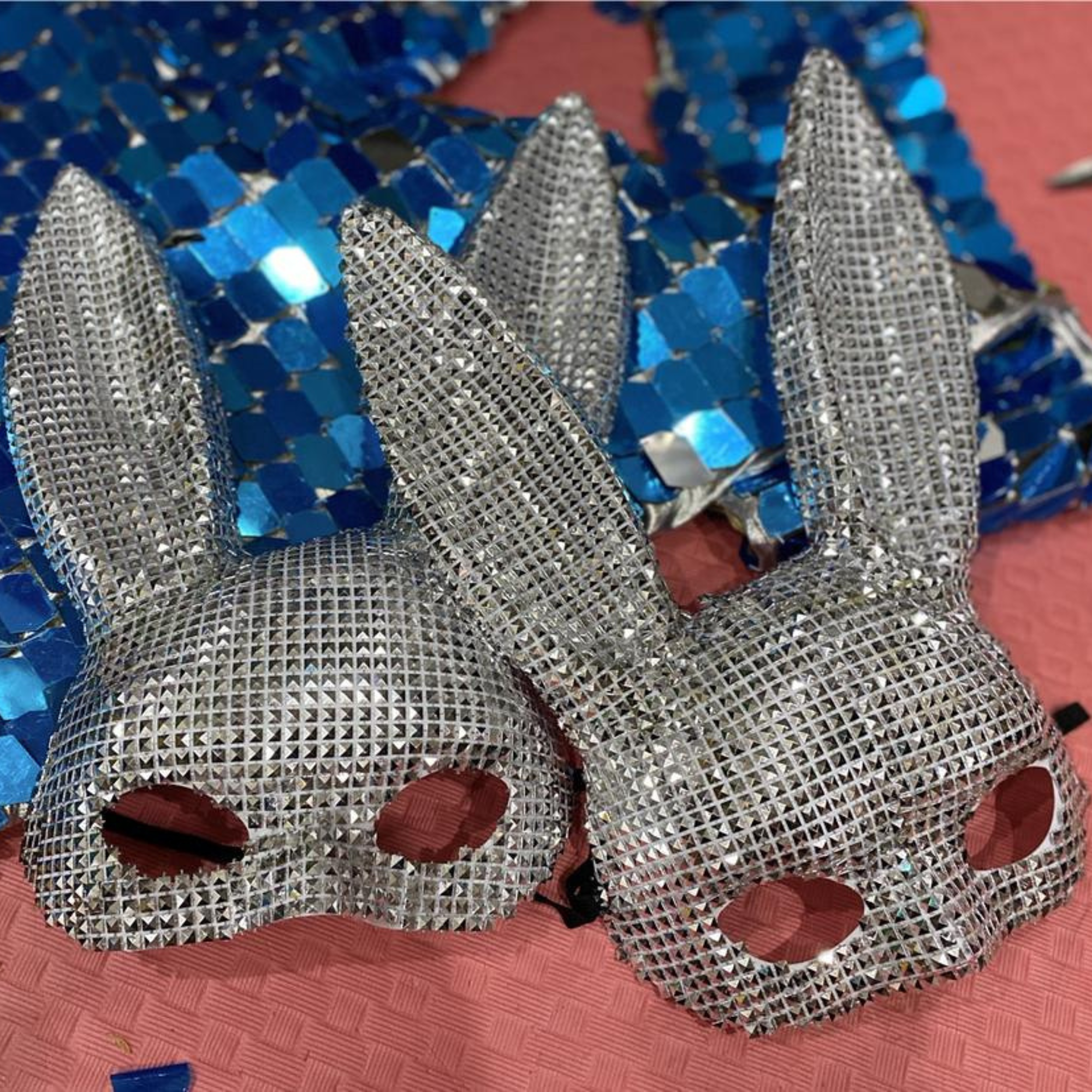 Riveted Decorative Bunny Mask, Haute Couture Mask, Bling Rabbit Mask for Margiela, Masquerade, Rave, Party, Festivals and Other Special Occasions